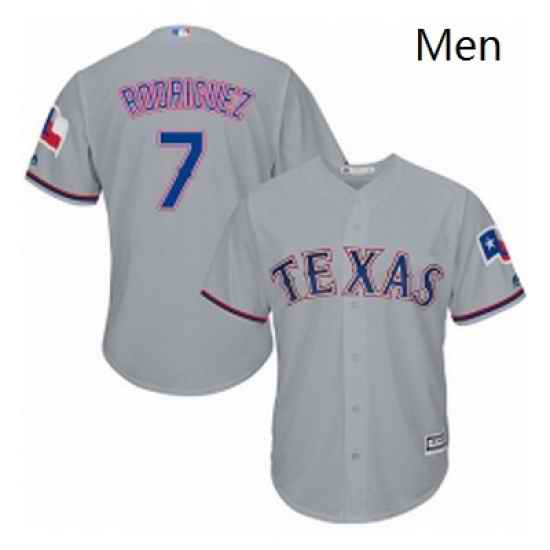 Mens Majestic Texas Rangers 7 Ivan Rodriguez Grey Flexbase Authentic Collection MLB Jersey